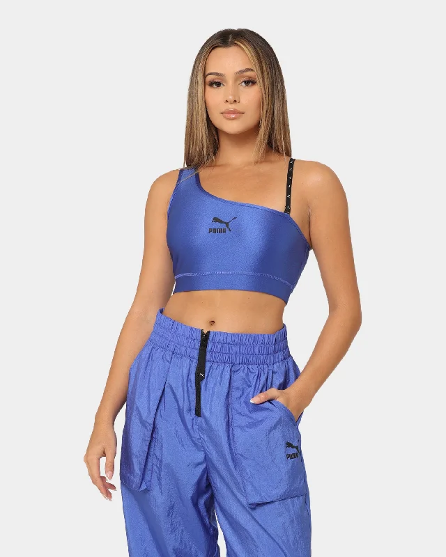 Puma Women's Dare To Crop Top Royal Sapphire Terry Blend Velvet Blend Canvas Blend