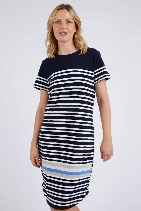 Elm Aligner Tee Dress - Navy And White Stripe Tunics Wedding white