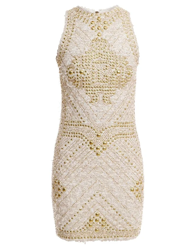 Sleeveless Embroidered Tweed Dress Tunics Timeless classic