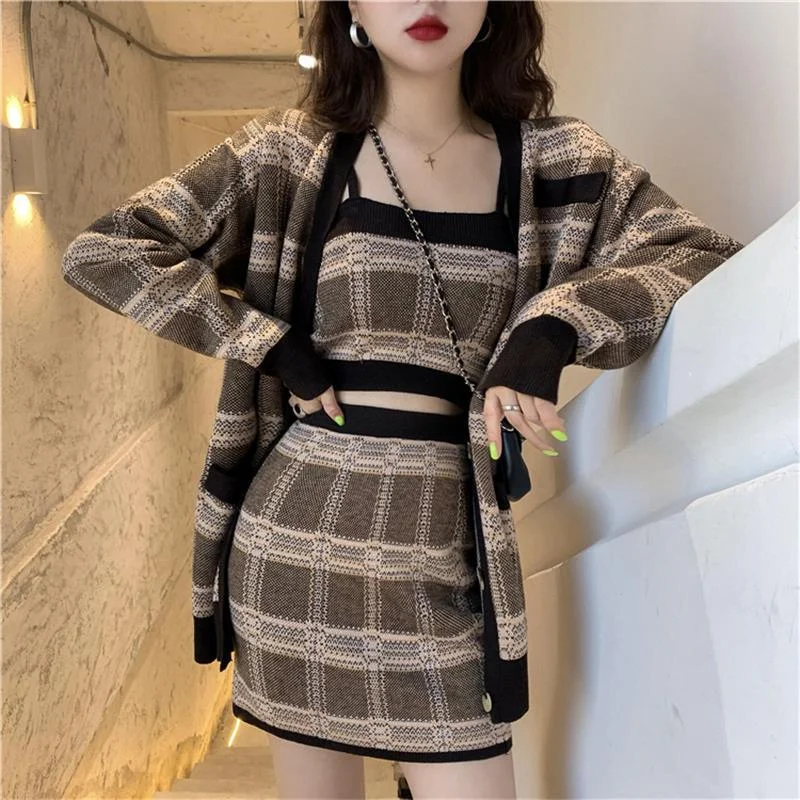 Women Knitted Skirt Set Cardigan Skirt Crop Top Sets Knitwear Notch Collar Peter Pan Collar Cowl Neck Women Knitted Skirt Set Cardigan Skirt Crop Top Sets Knitwear Notch Collar Peter Pan Collar Cowl Neck