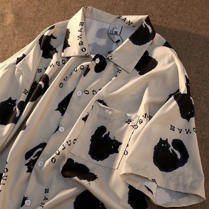 Wjczt Cat Graffiti Shirt Street Style Crop Top Women Summer Women's Shirts Short Sleeve Cool Blouse Korea Shirt for Women Beaded Sequined Faux Fur Wjczt Cat Graffiti Shirt Street Style Crop Top Women Summer Women's Shirts Short Sleeve Cool Blouse Korea Shirt for Women Beaded Sequined Faux Fur