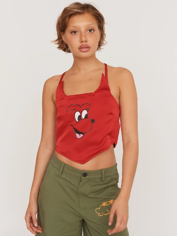 Devil Strappy Crop Top Silk Blend Satin Velvet