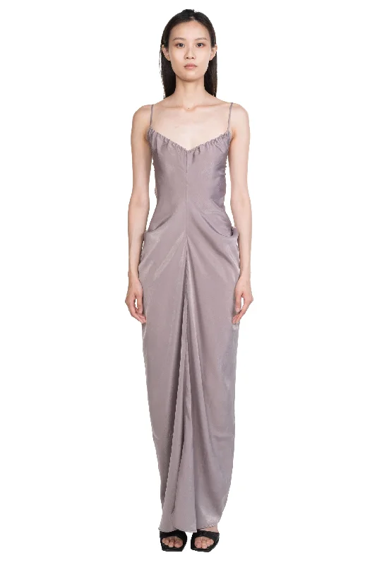 Draped Cinched Backless Dress Grey Tunics Distressed trendy