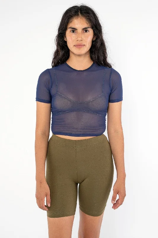 RNS078 - Micromesh Short Sleeve Crop Top Tee Shirt Chenille Blend Fleece Blend Nylon Blend RNS078 - Micromesh Short Sleeve Crop Top Tee Shirt Chenille Blend Fleece Blend Nylon Blend