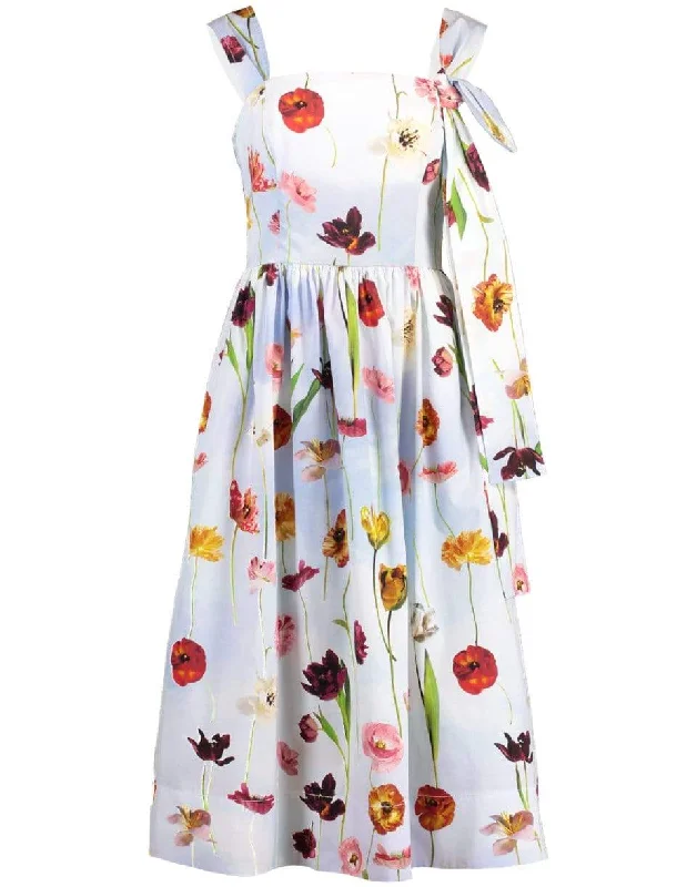 A-Line Floral Bow Dress sweetheart Neckline Romantic
