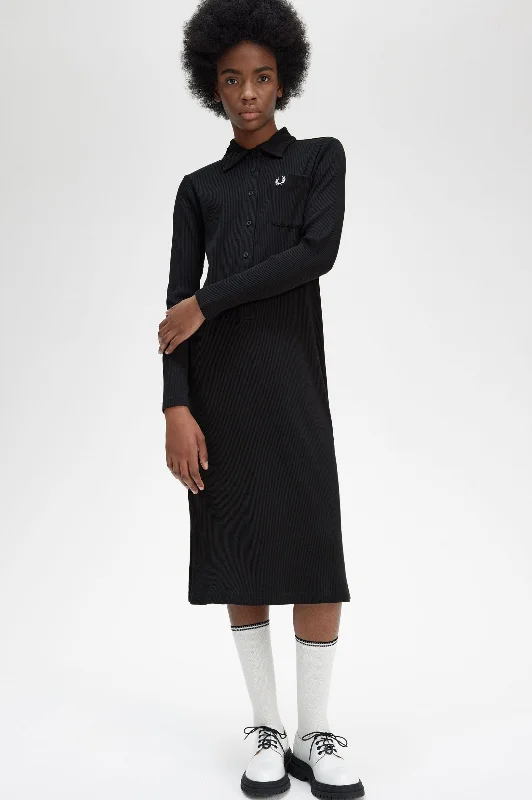 Fred Perry D6162 L/S Ribbed Dress Floral Print girly
