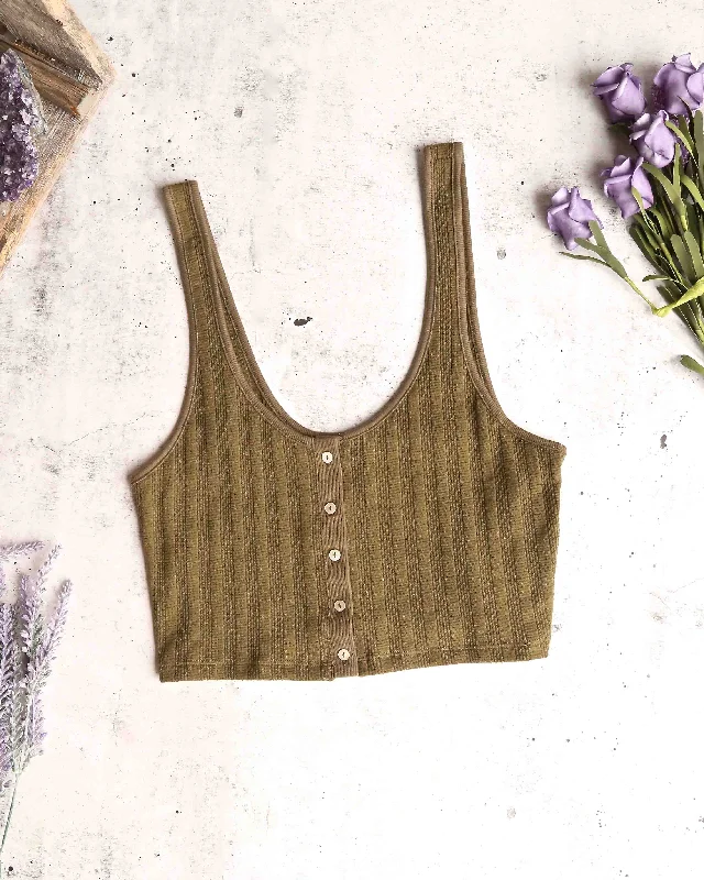 Free People - Atlas Crop Top in Moss Collared Crop Top Boat Neck A-Line