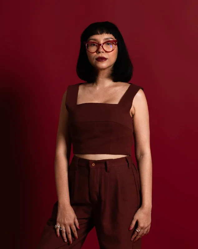 TITIK - Sleeveless Crop Top Fleece Fabric Down Fabric Feather Fabric