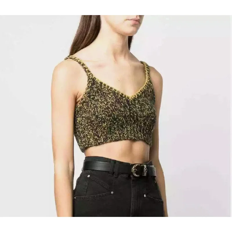 Ulla Johnson Womens Lia Crop Top Medium Olive Green Gold V Neck Knit NWT Jersey Fabric Tulle Fabric Batik Fabric Ulla Johnson Womens Lia Crop Top Medium Olive Green Gold V Neck Knit NWT Jersey Fabric Tulle Fabric Batik Fabric