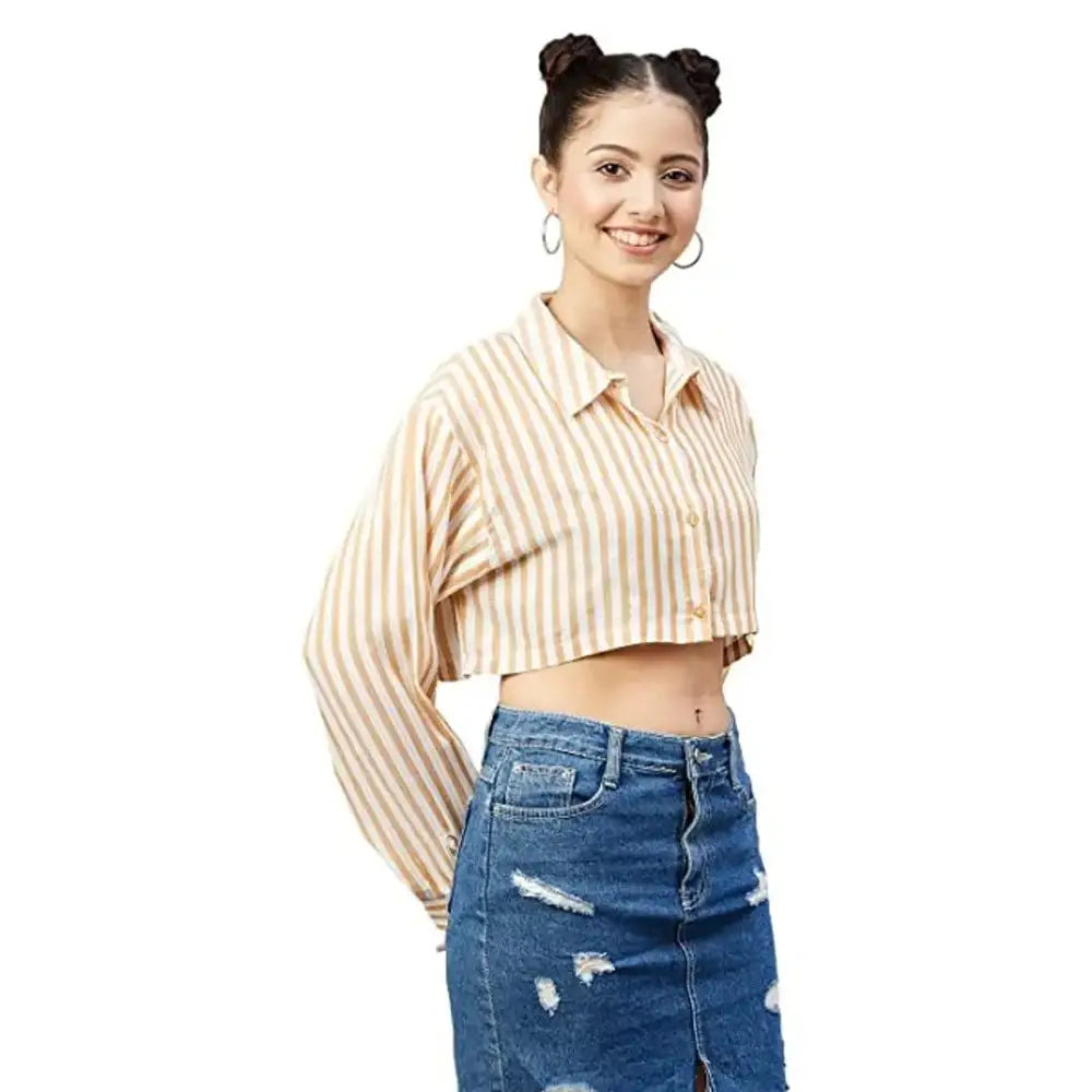 Classic Viscose Crop Top for Women Solid Color Striped Floral