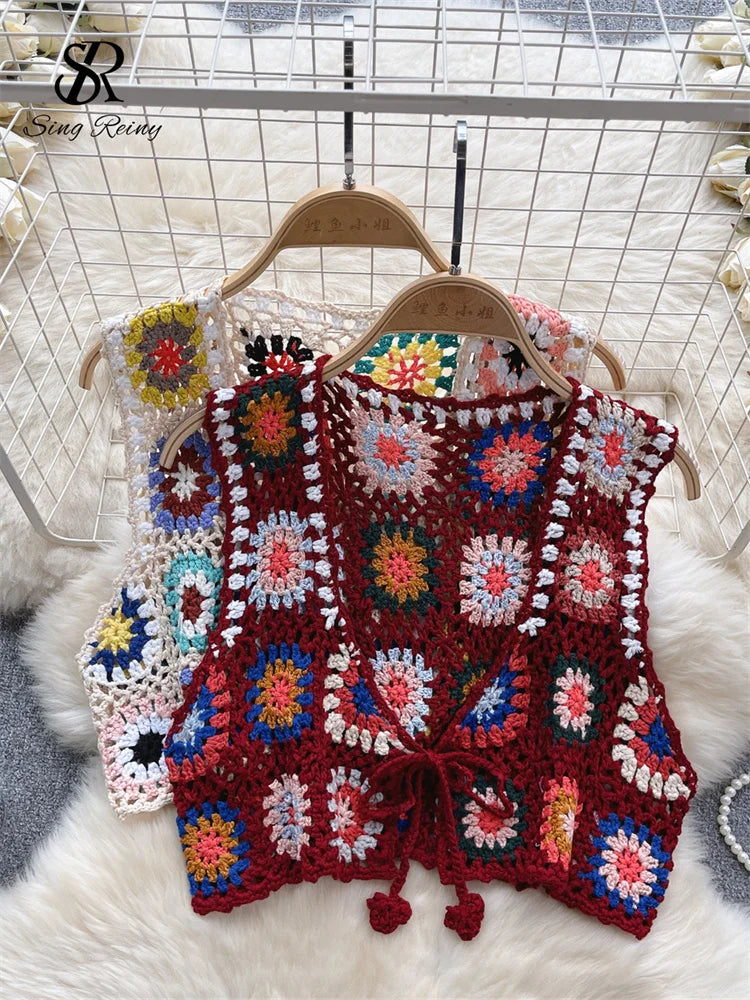 Wjczt Bohemian Retro Waistcoat Fashion Hook Flower Knitted Mini Tank Women Y2K Sleeveless Streetwear Beachwear Crop Tops Polka Dot Checkered Tartan Wjczt Bohemian Retro Waistcoat Fashion Hook Flower Knitted Mini Tank Women Y2K Sleeveless Streetwear Beachwear Crop Tops Polka Dot Checkered Tartan