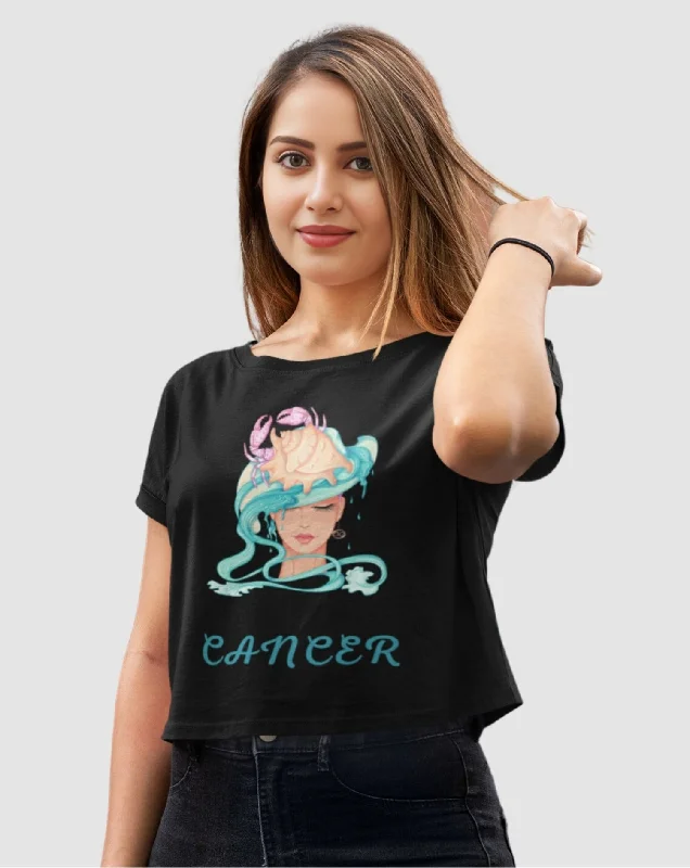 Trendy Women's Stellar Cancer Crop Top Anti-Shrink Durable Soft