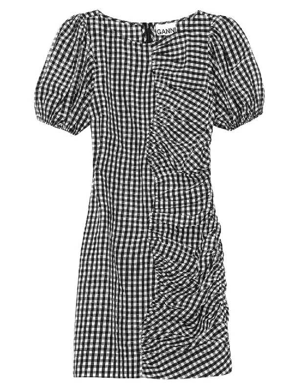 Seersucker Check Dress Bodycon Club Sequined