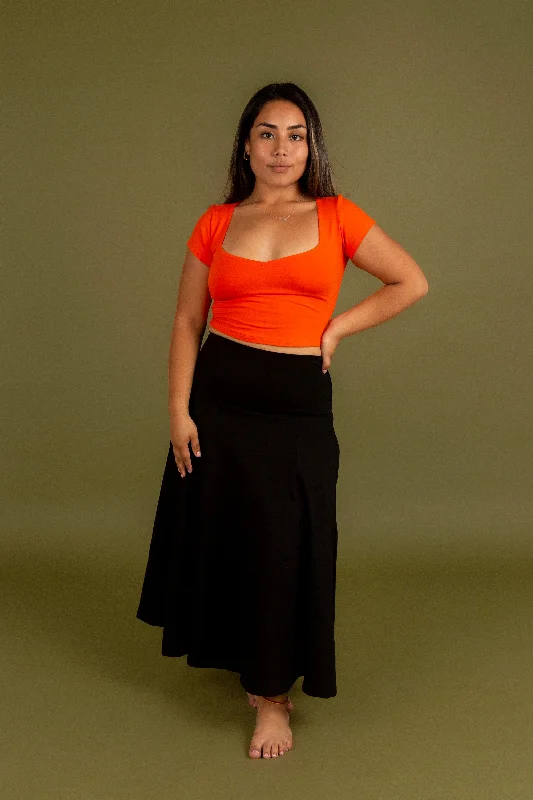 Sweetheart Crop Top in Flame Terry Blend Velvet Blend Canvas Blend