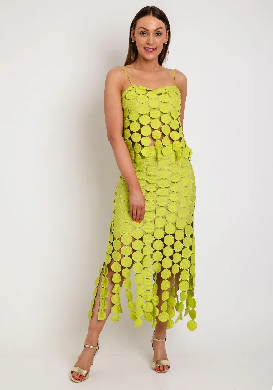 The Sofia Collection Embroidered Disc Crop Top, Green Cozy Warm Stylish
