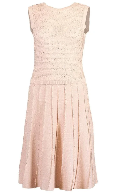 Sleeveless Paillette Detail Knit Dress Tunics Handmade artisanal