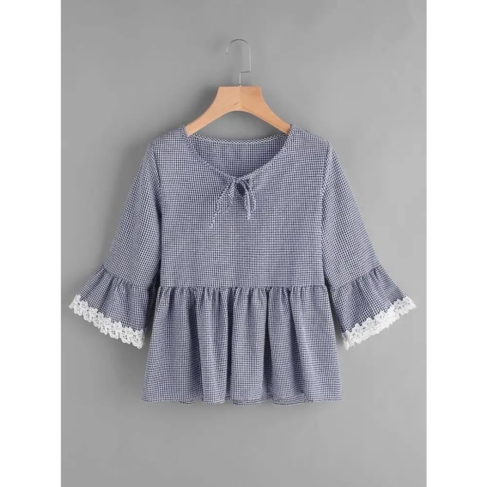 Black Gingham Check Crop Top Real Fur Shearling Chenille