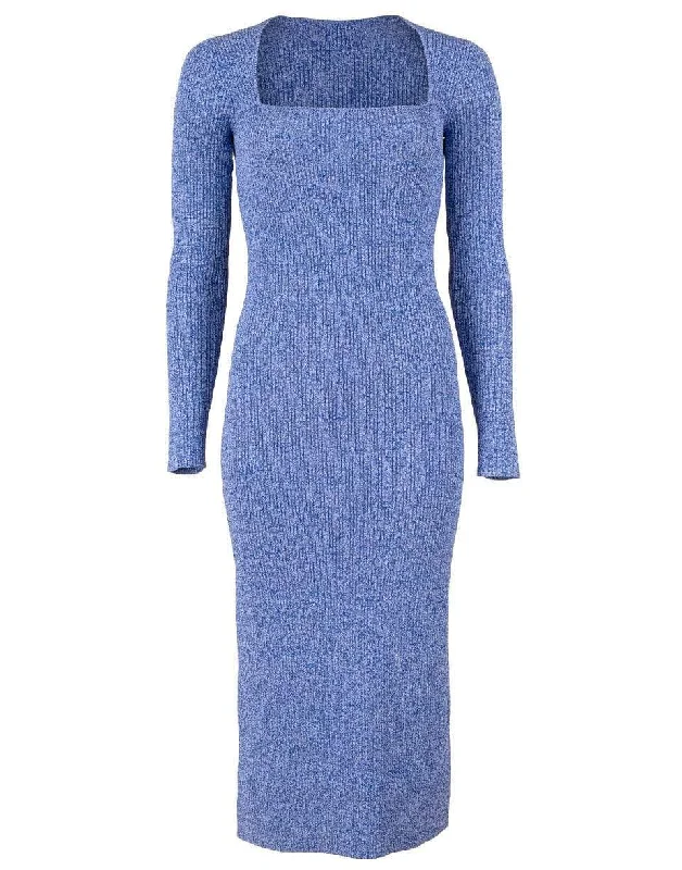 Ribbed Rayon Knit Fitted Dress Tunics Sophisticated sleek