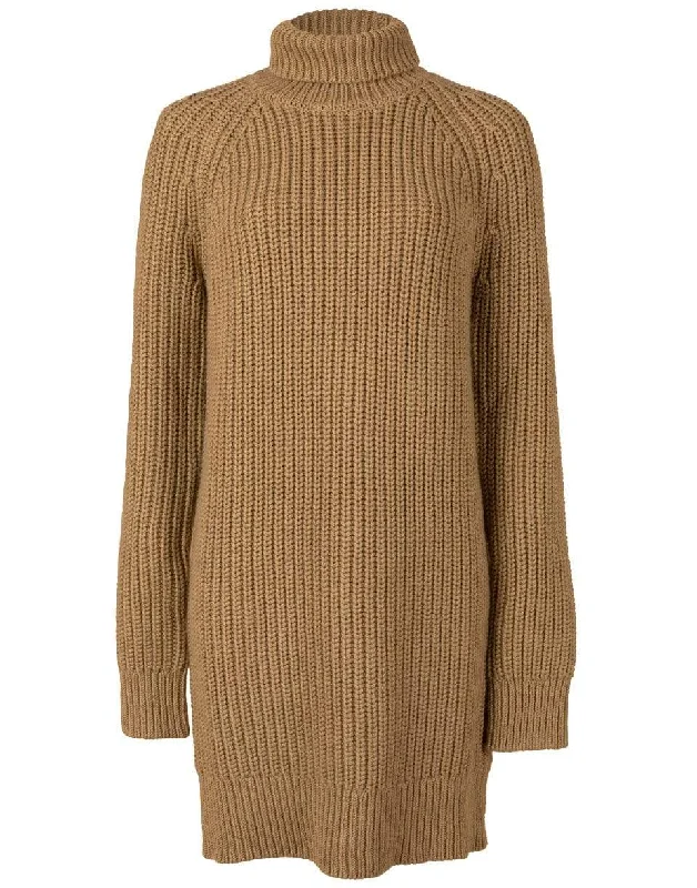 Shaker Turtleneck Dress - Barley Crew Neckline Sporty