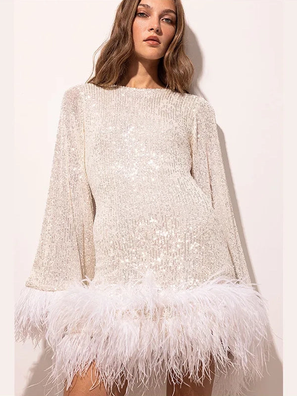 Ashore Party Shop Sexy Sequins Feather Prom Dress For Women Tunics Review highly