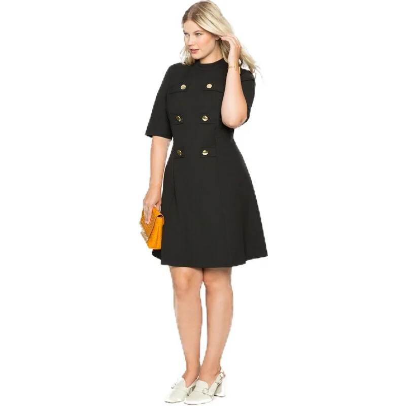 Half-High Collar Five-Point Sleeves Waist Dress Tunics Long Elegant