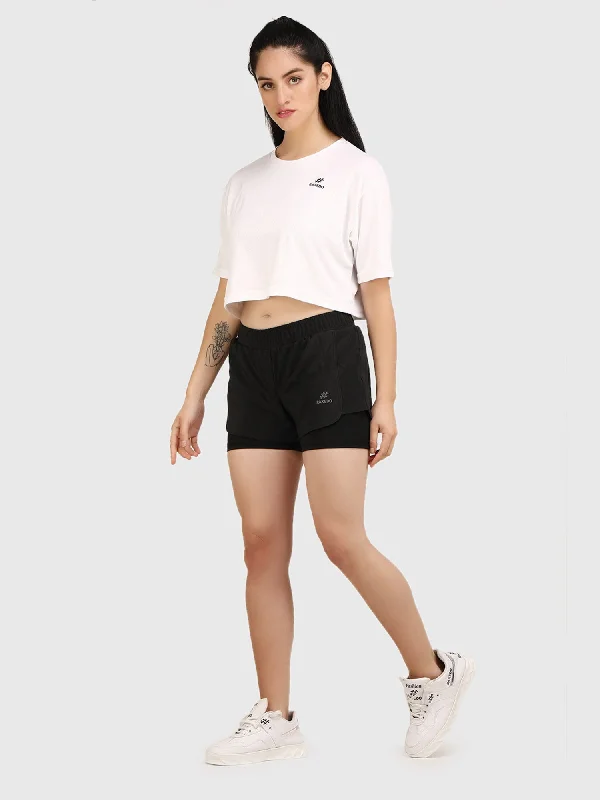 Short sleeve crop tops women's Ribbed Crop Top High Neck Heavyweight