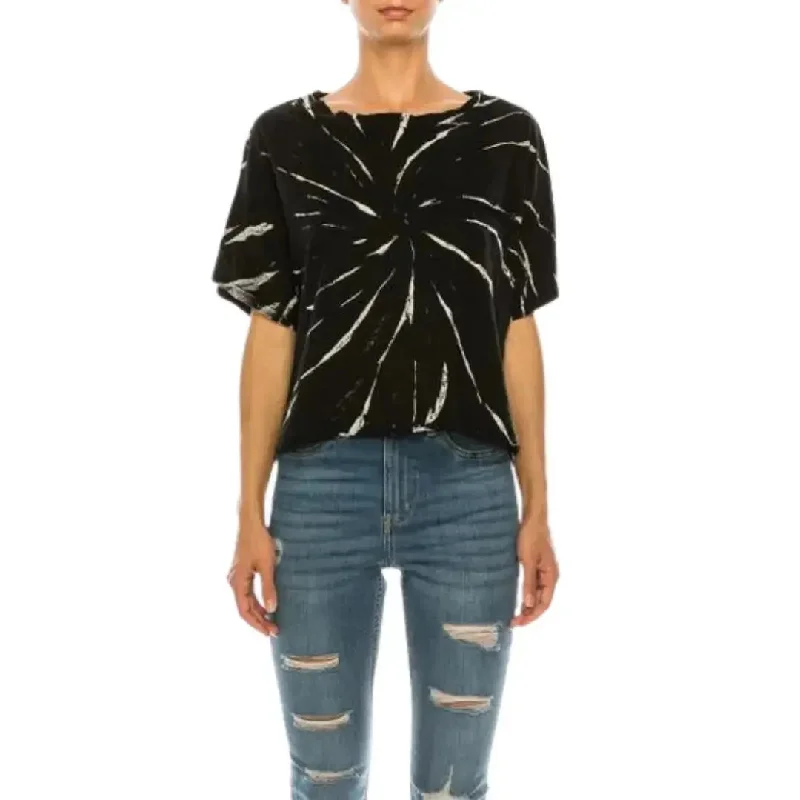 Cotton Twisted Tie Dyed Crop Top - Black Comb Rayon Velvet Corduroy