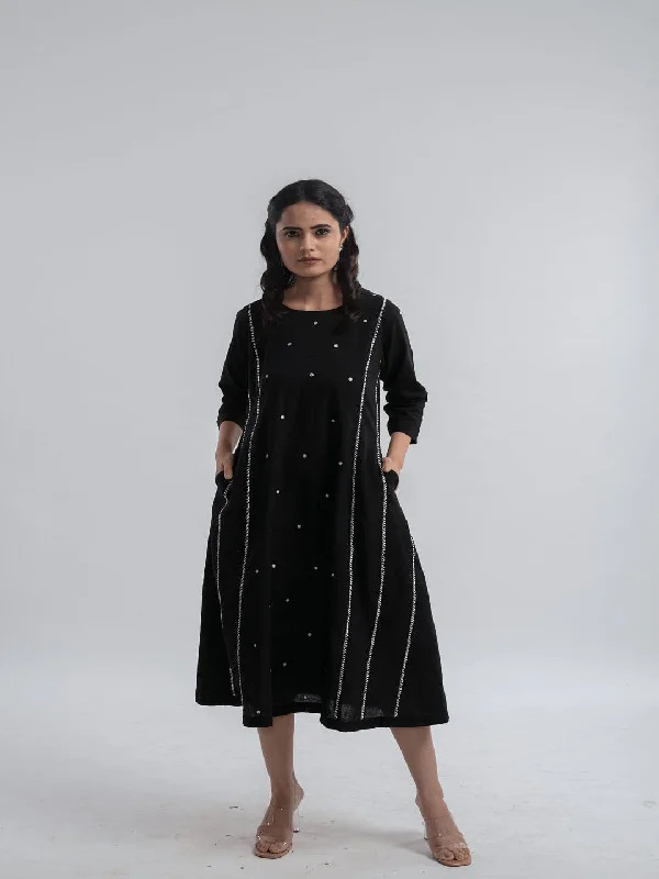 Black Khadi Zari Embroiderd Dress Tunics Chinos classic