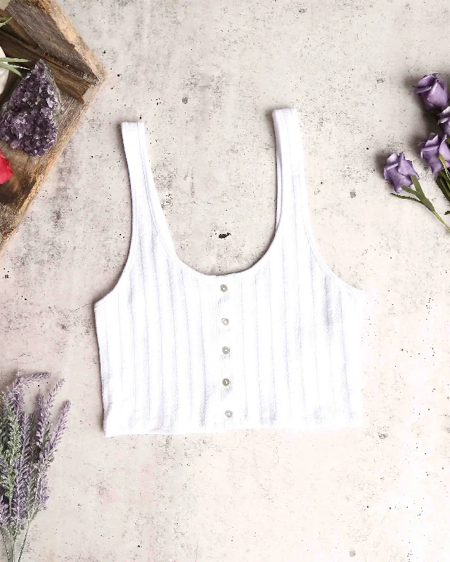 Free People - Atlas Crop Top in White Asymmetrical Pockets Print