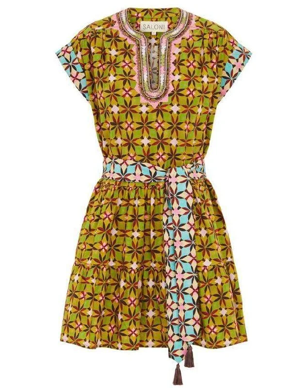 Azure Tile Print Ashley B Dress Tunics Prom sequined
