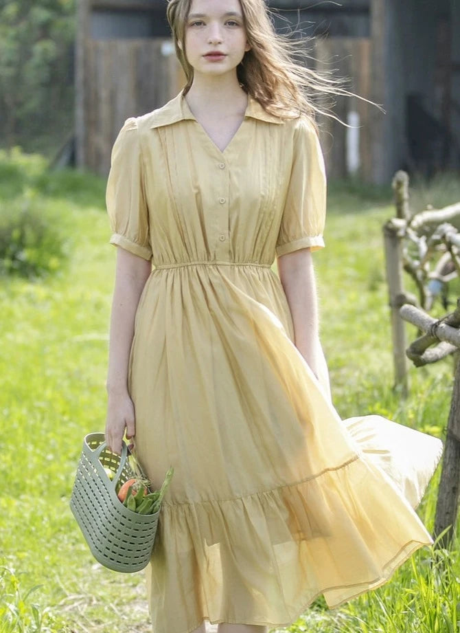 Country Living V-neck shirt Tencel dress women's mid-length summer new pink Dresses Tunics Vintage classic Country Living V-neck shirt Tencel dress women's mid-length summer new pink Dresses Tunics Vintage classic