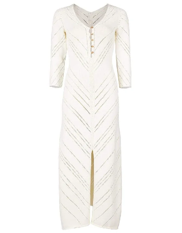 Off White Jhene Knit Dress Cowl Neckline Elegant