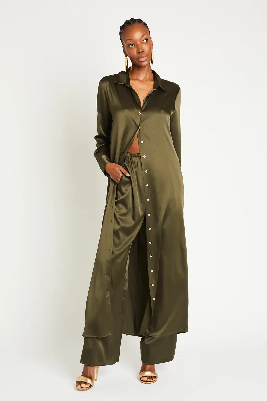 + Beryll Veruschka Silk Dress | Olive Tunics Handmade artisanal