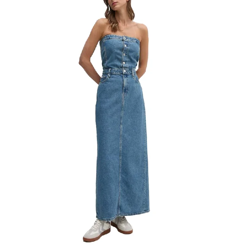 Blue Cotton Dress Tunics Winter warm