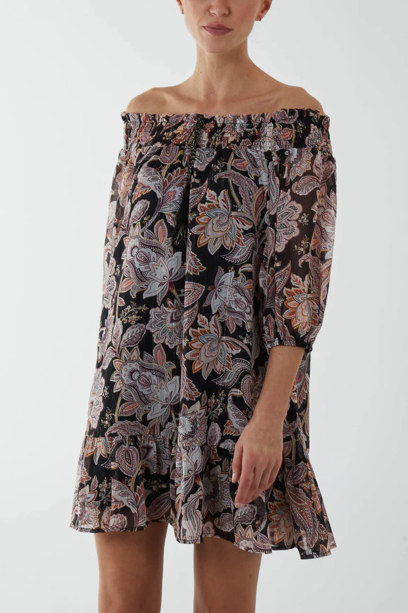 Nova Bardot Neck Dress Off-the-shoulder Chic Trendy