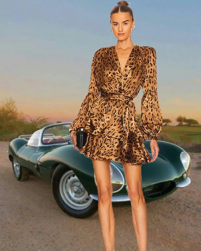 2023 Dress Leopard Fashion Nightclub Party Celebrate Outfit Vestido Boat Neckline Classic 2023 Dress Leopard Fashion Nightclub Party Celebrate Outfit Vestido Boat Neckline Classic