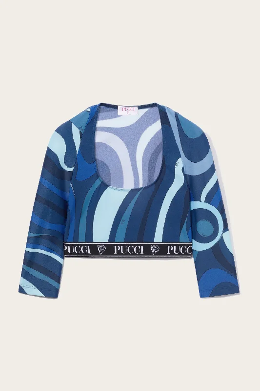 Marmo-Print Crop Top Wool Fabric Cashmere Fabric Tweed Fabric
