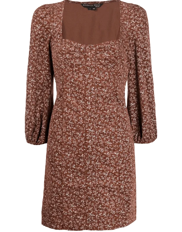 Ranja Floral Print Dress Turtleneck Warm Winter