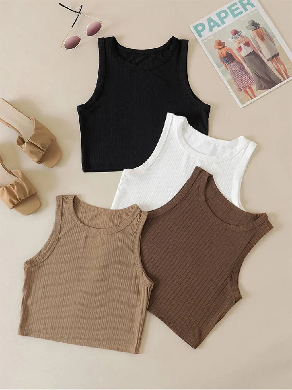 Wjczt Casual Basic Ribbed Knit Crop Top for Women Summer Sleeveless Round Neck Tank Cute Baby Tee Grunge Y2K Korean Fashion Streetwear Collared Crew Neck Turtle Neck Wjczt Casual Basic Ribbed Knit Crop Top for Women Summer Sleeveless Round Neck Tank Cute Baby Tee Grunge Y2K Korean Fashion Streetwear Collared Crew Neck Turtle Neck