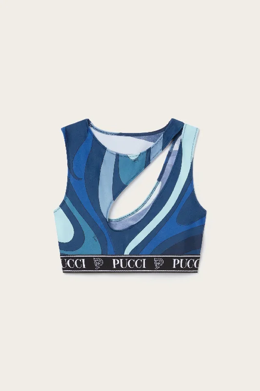 Marmo-Print Crop Top Summer Crop Top Casual Short Sleeve