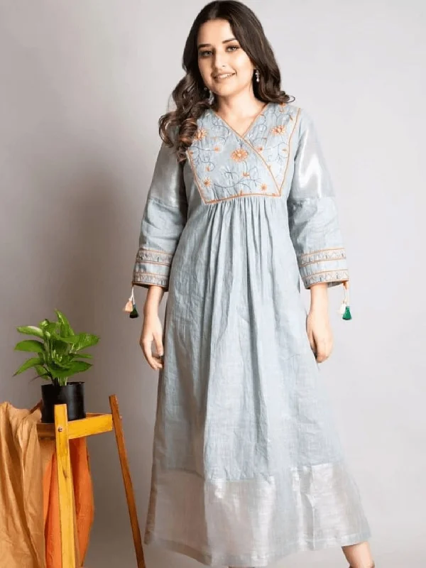 Grey Embroidered Dress Tunics Modern contemporary