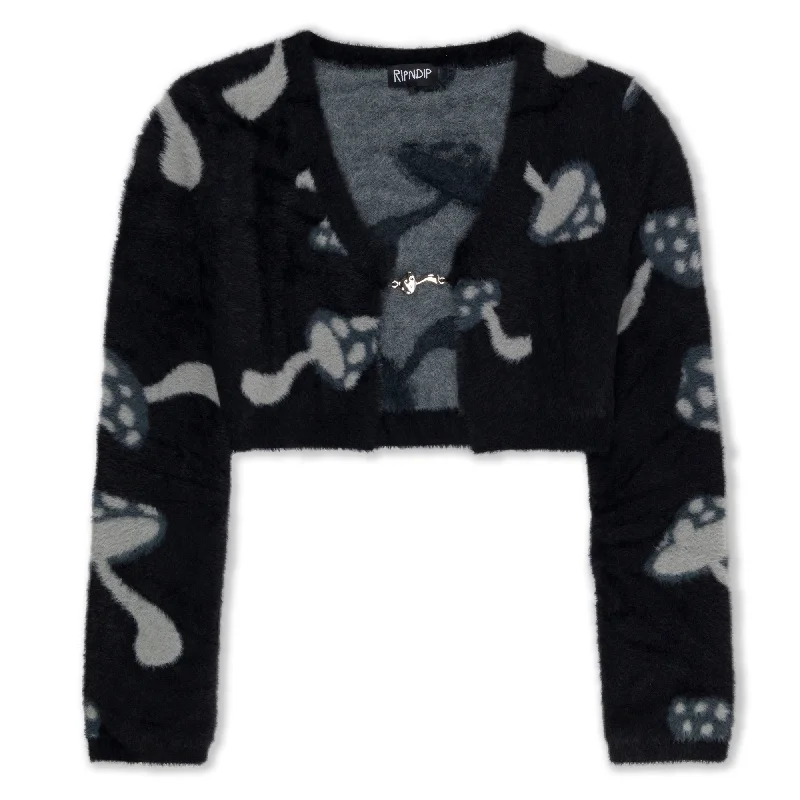 Euphoria Knit Long Sleeve Crop Top (Black) Thin Crop Top Open Front Quick Dry