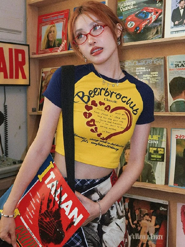 BeerBro American Spice Millennial Love Doodle Short Sleeve Contrast Color Short Crop Top Terry Blend Velvet Blend Canvas Blend BeerBro American Spice Millennial Love Doodle Short Sleeve Contrast Color Short Crop Top Terry Blend Velvet Blend Canvas Blend