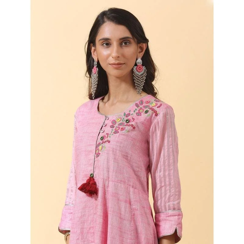 Women Pink Floral Colourful Dress Tunics Versatile stylish