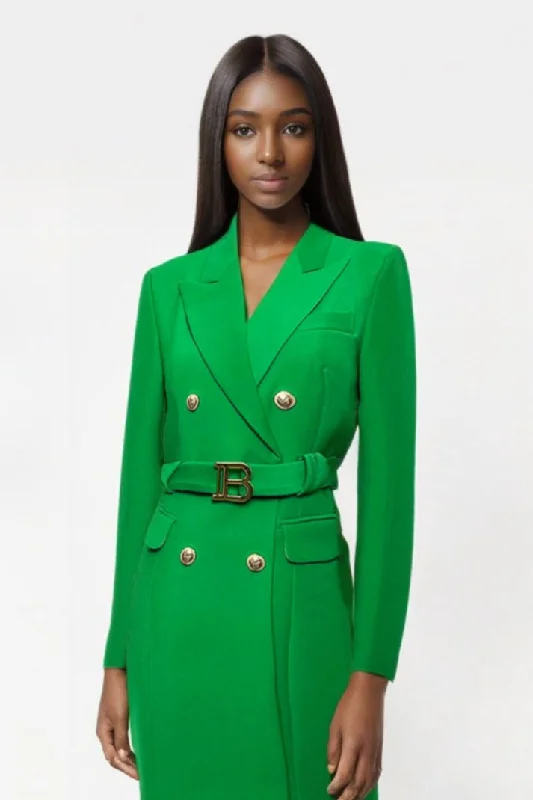 Women bright colors double breasted suit dress long sleeve for formal occasions Tunics Party sparkling Women bright colors double breasted suit dress long sleeve for formal occasions Tunics Party sparkling