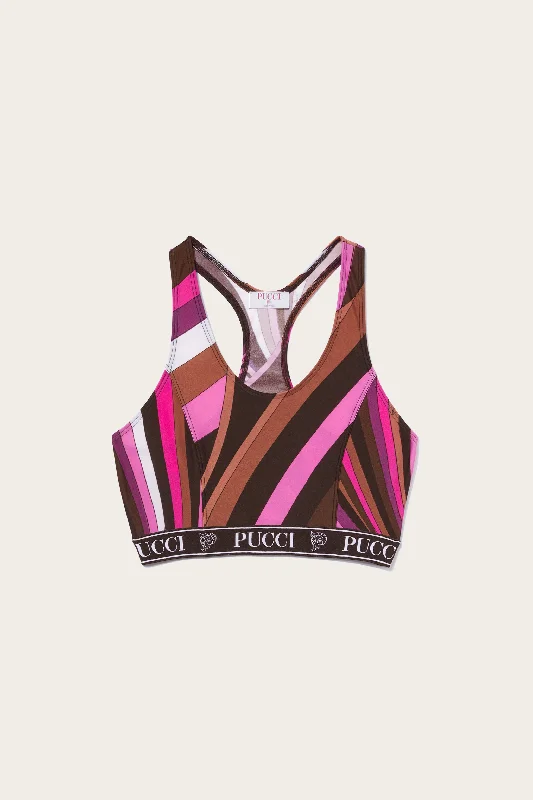 Iride-Print Crop Top Nylon Fabric Polyester Fabric Spandex Fabric
