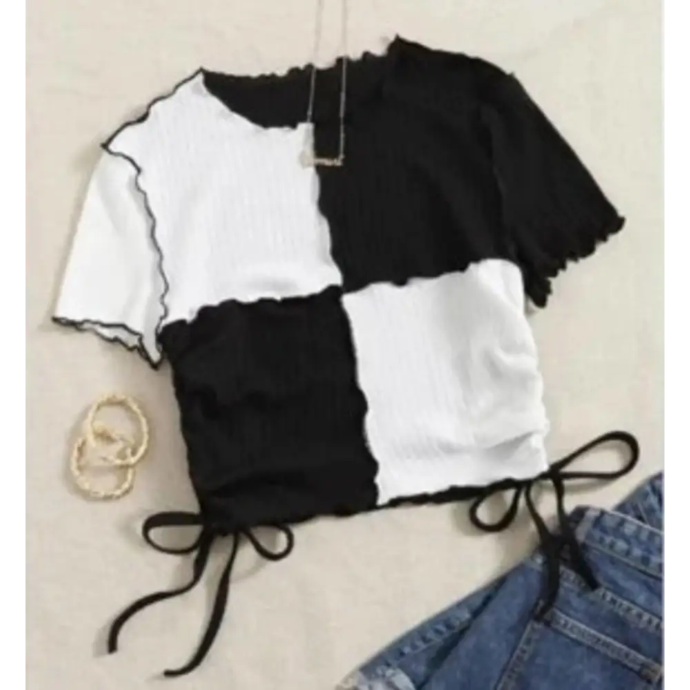 Alluring Lycra Ribbed Short Sleeves Crop Tops For Women Lace Blend Ribbed Blend Corduroy Blend Alluring Lycra Ribbed Short Sleeves Crop Tops For Women Lace Blend Ribbed Blend Corduroy Blend