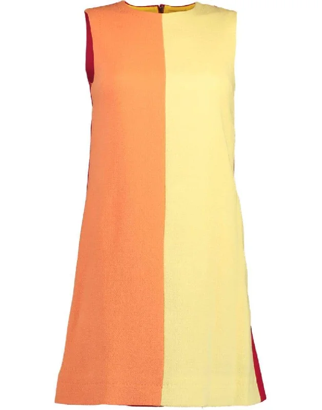 Sleeveless Color Block A-Line Dress Pencil Office Professional