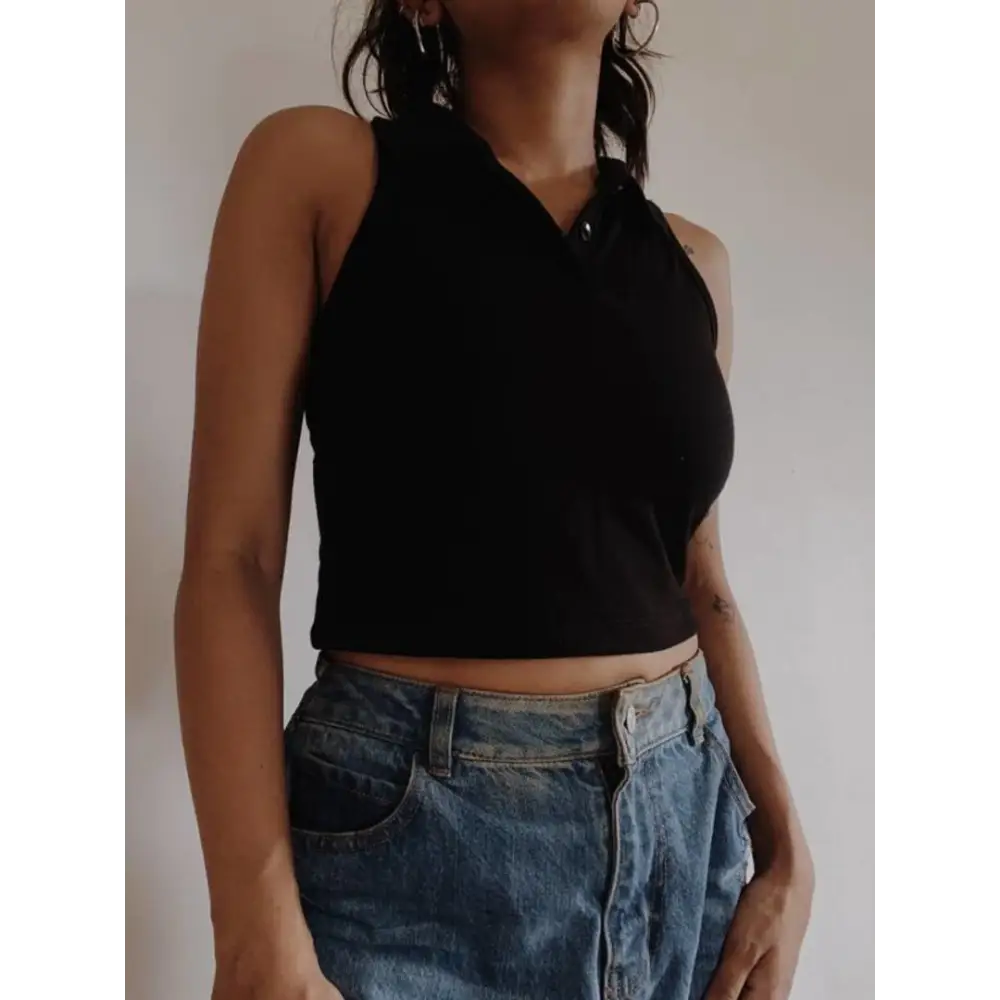 Polyester Cotton Solid Crop Top Cozy Warm Stylish