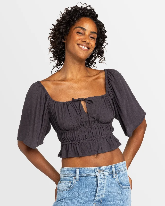 Womens Dawn Winds Crop Top Satin Blend Silk Blend Wool Blend